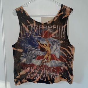 Led Zeppelin bleach tie dyed tank top, size S